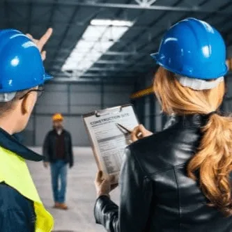 Low-E team reviewing plans on a construction site visit