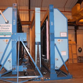 Rotatable climate simulator used for thermal testing of Low-E Insulation
